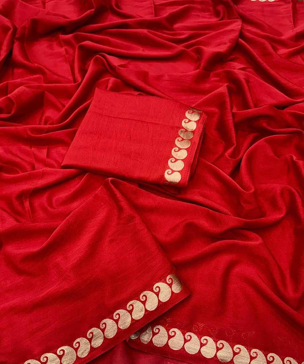 Ruhani Red Viscose Georgette Saree Set-2
