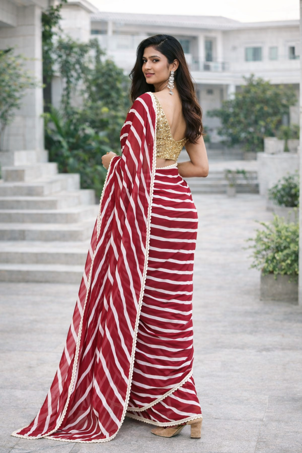 Aafreen Georgette Laheriya Saree with Blouse-1