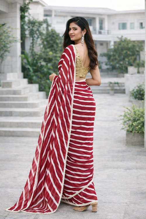 Aafreen Georgette Laheriya Saree with Blouse-1