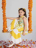 GulBano Sunshine Yellow & White Tiered Sharara Set-0