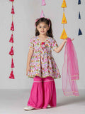 Phoolwari Pink Floral Kurta Sharara Set-0